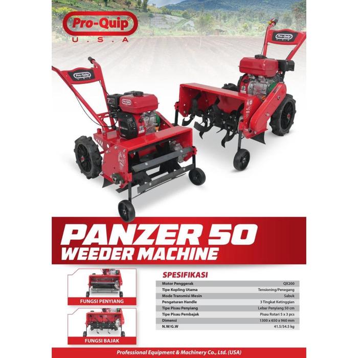 Mesin Bajak Sawah Mini Bensin Proquip Panzer 50 Land Cultivator Tiller Weeder Gasoline Proquip Panzer50