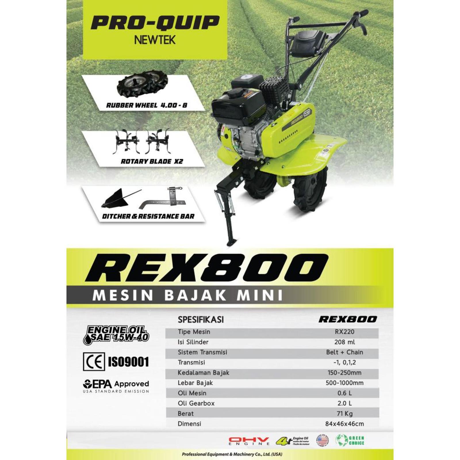 Mesin Traktor Bajak Sawah Mini Basah Kering Proquip REX 800 Cultivator Mini Tiller REX800