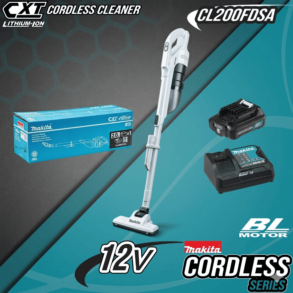 Makita CL200FD Vacuum Cleaner Cordless 12V Brushless Stick Mobil Rumah Original SET